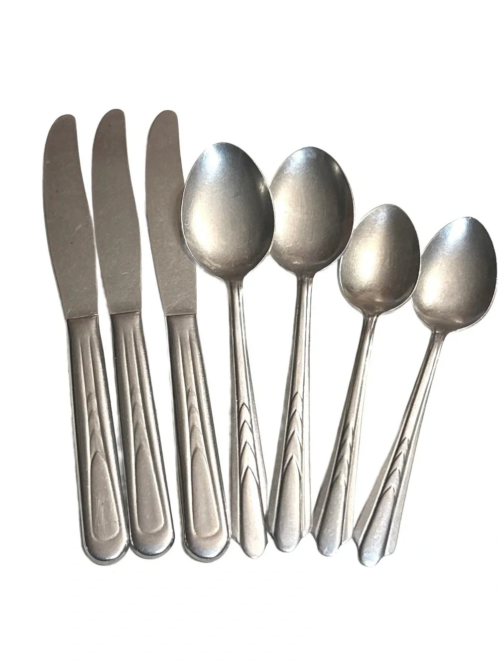 EKCO EKS7 Chevron Pattern Vintage Flatware,Mixed Lot of Seven Pieces